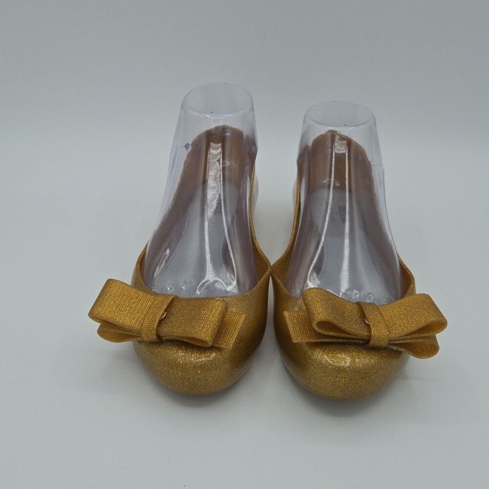 Jason Wu X Melissa Gold Glitter Bow Jelly Ballet Flats Women's SZ 7 Loafers EUC - Picture 5 of 9